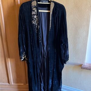 Zara Black velvet Kimono with Gold Embellishment medium